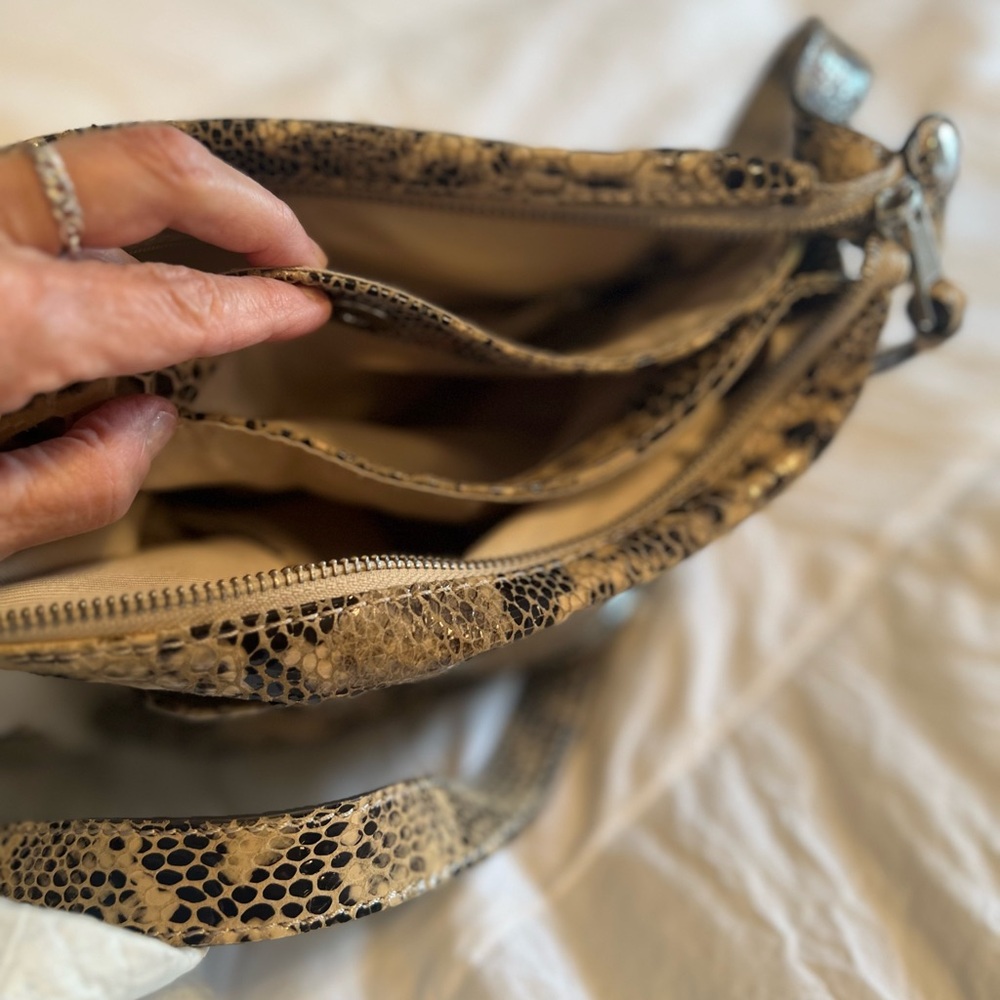 Danier Python Pattern Crossbody Bag - Black and Tan - Picture 8 of 13